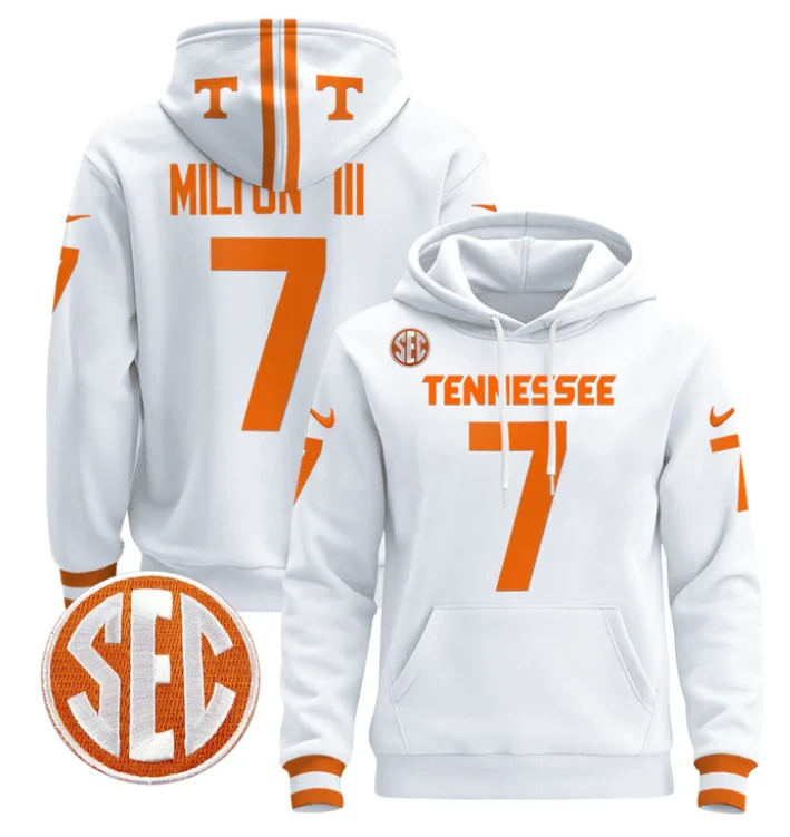 Joe Milton III Hoodie #7 Tennessee Volunteers Pullover Stitched by Hoodie Pullover