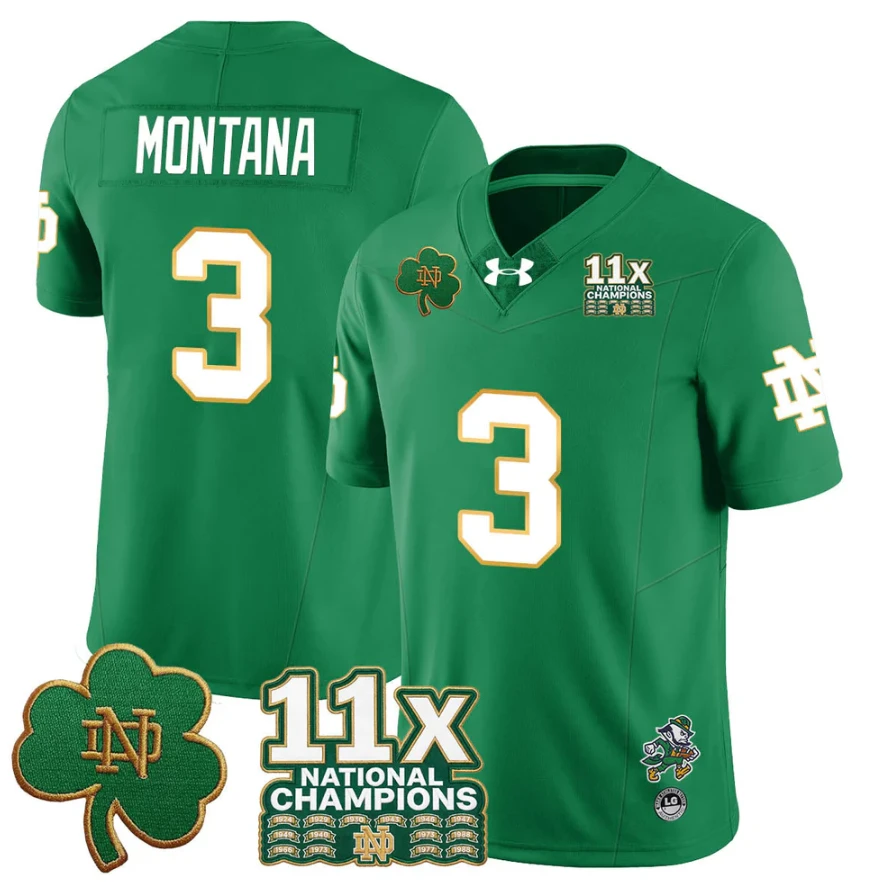 Joe Montana Jersey #3 Notre Dame 11x-Time National Champions Stitched by My Store NCAA Football Jerseys