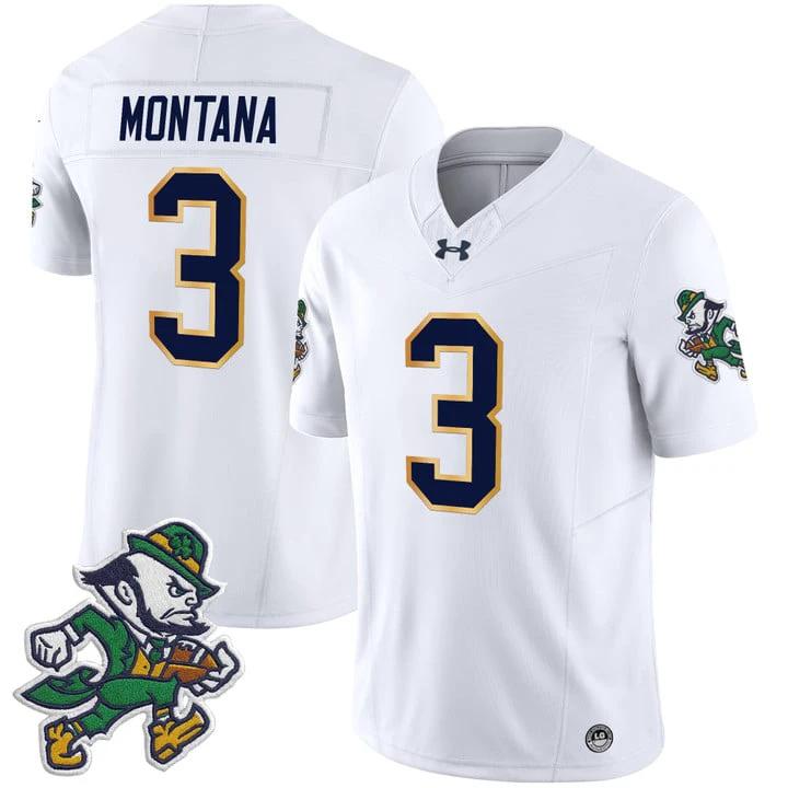Joe Montana Jersey #3 Notre Dame 2025 Gridiron Leprechaun Edition by My Store NCAA Football Jerseys