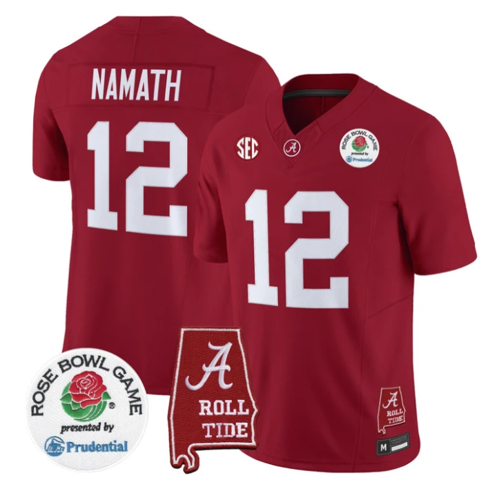 Joe Namath Jersey #12 Alabama Crimson Tide 2026 Rose Bowl Stitched by My Store NCAA Football Jerseys