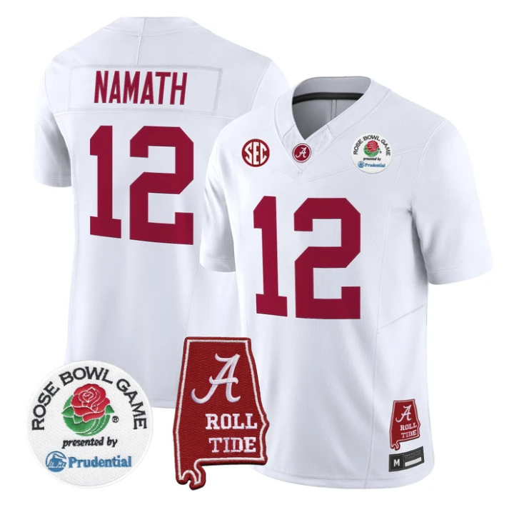 Joe Namath Jersey #12 Alabama Crimson Tide 2026 Rose Bowl Stitched by My Store NCAA Football Jerseys