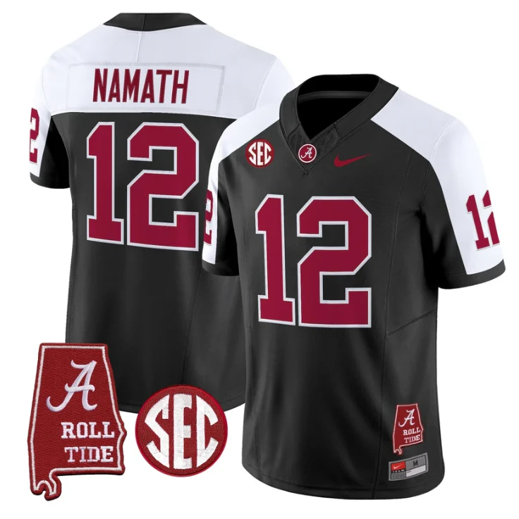 Joe Namath Jersey #12 Alabama Crimson Tide Throwback Map Stitched by My Store NCAA Football Jerseys