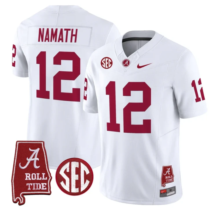 Joe Namath Jersey #12 Alabama Crimson Tide Throwback Map Stitched by My Store NCAA Football Jerseys