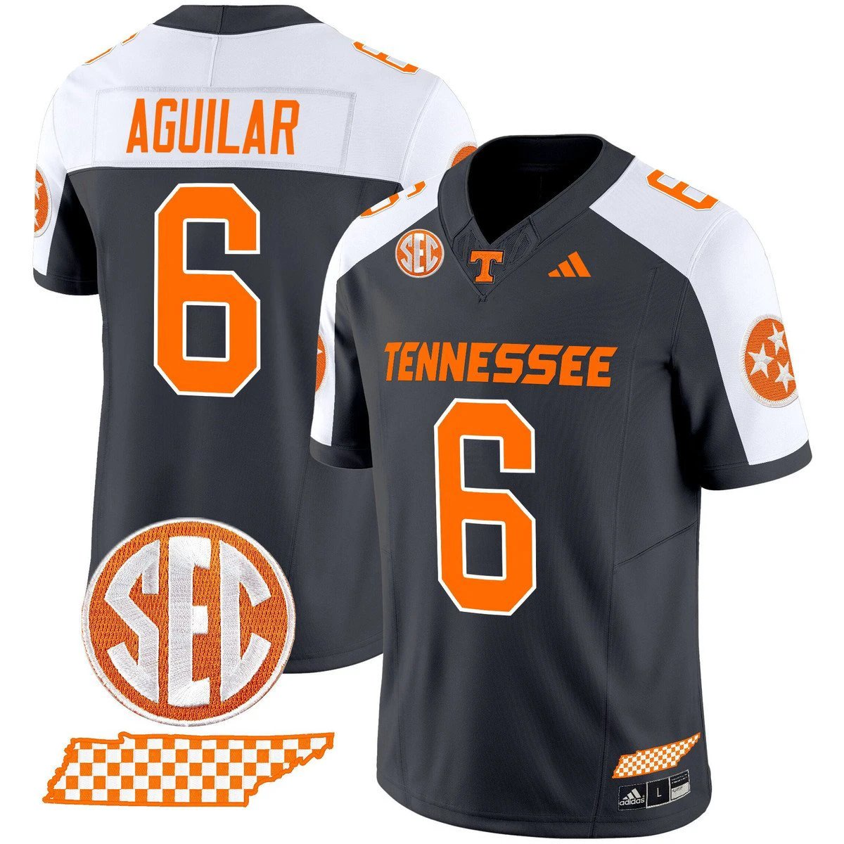 Joey Aguilar Jersey #6 Tennessee Vols Rebrand 2026 Checkerboard Grey Alter by My Store NCAA Football Jerseys