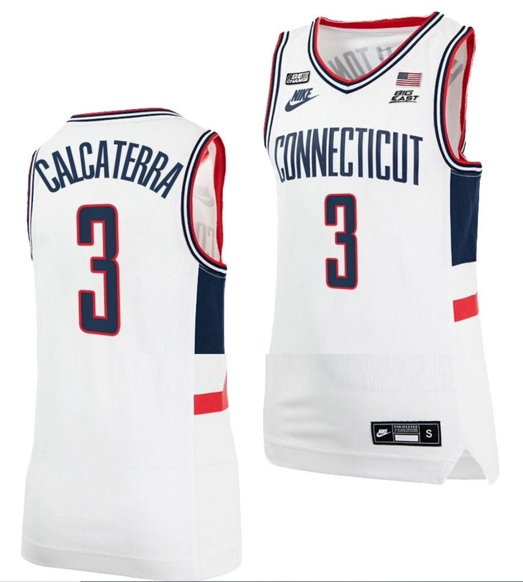 Joey Calcaterra Jersey UConn Huskies College Basketball Alumni White #3 by My store basketball