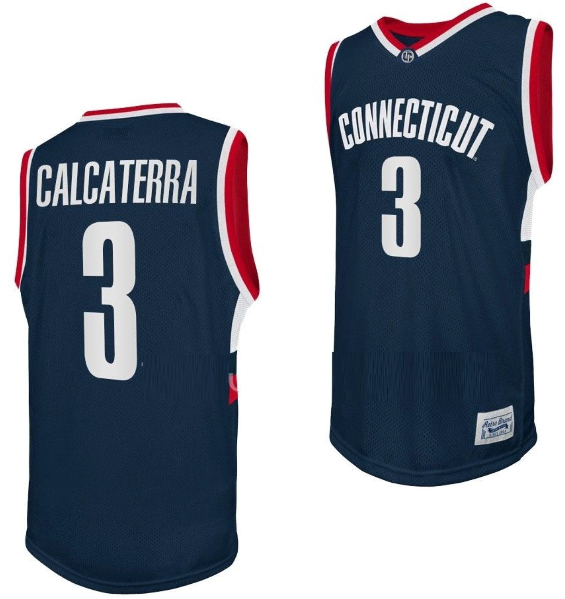 Joey Calcaterra Jersey UConn Huskies College Basketball Navy Retro #3 by My store basketball
