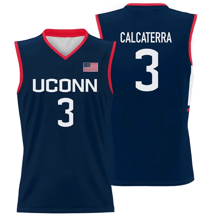 Joey Calcaterra Jersey UConn Huskies College Basketball Navy #33 by My store basketball