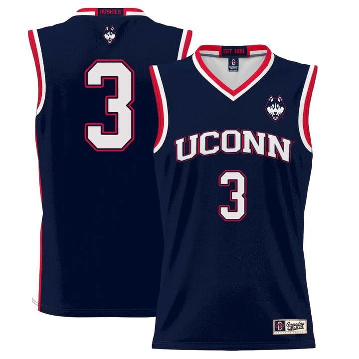 Joey Calcaterra Jersey UConn Huskies College Basketball No Name Navy #3 by My store basketball