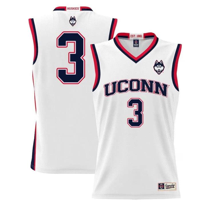 Joey Calcaterra Jersey UConn Huskies College Basketball White #3 by My store basketball
