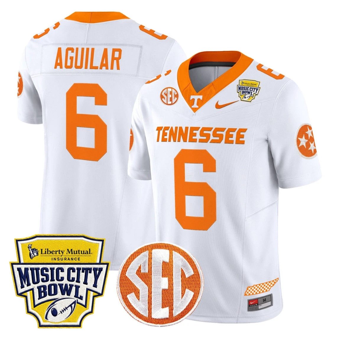 Joey Aguilar Jersey #6 Tennessee Vols 2025 Music City Bowl Stitched by My Store NCAA Football Jerseys