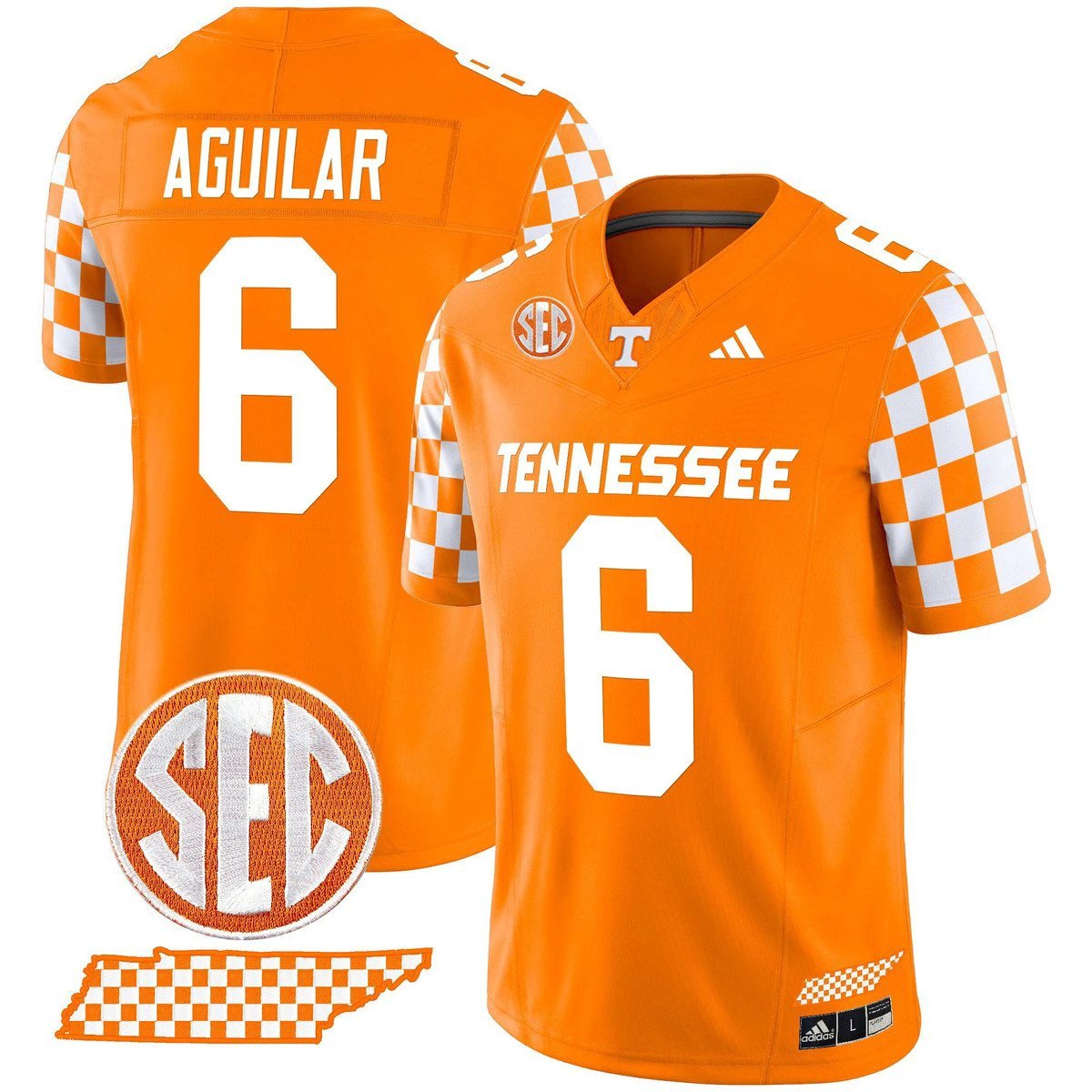 Joey Aguilar Jersey #6 Tennessee Vols Rebrand 2026 Checkerboard by My Store NCAA Football Jerseys
