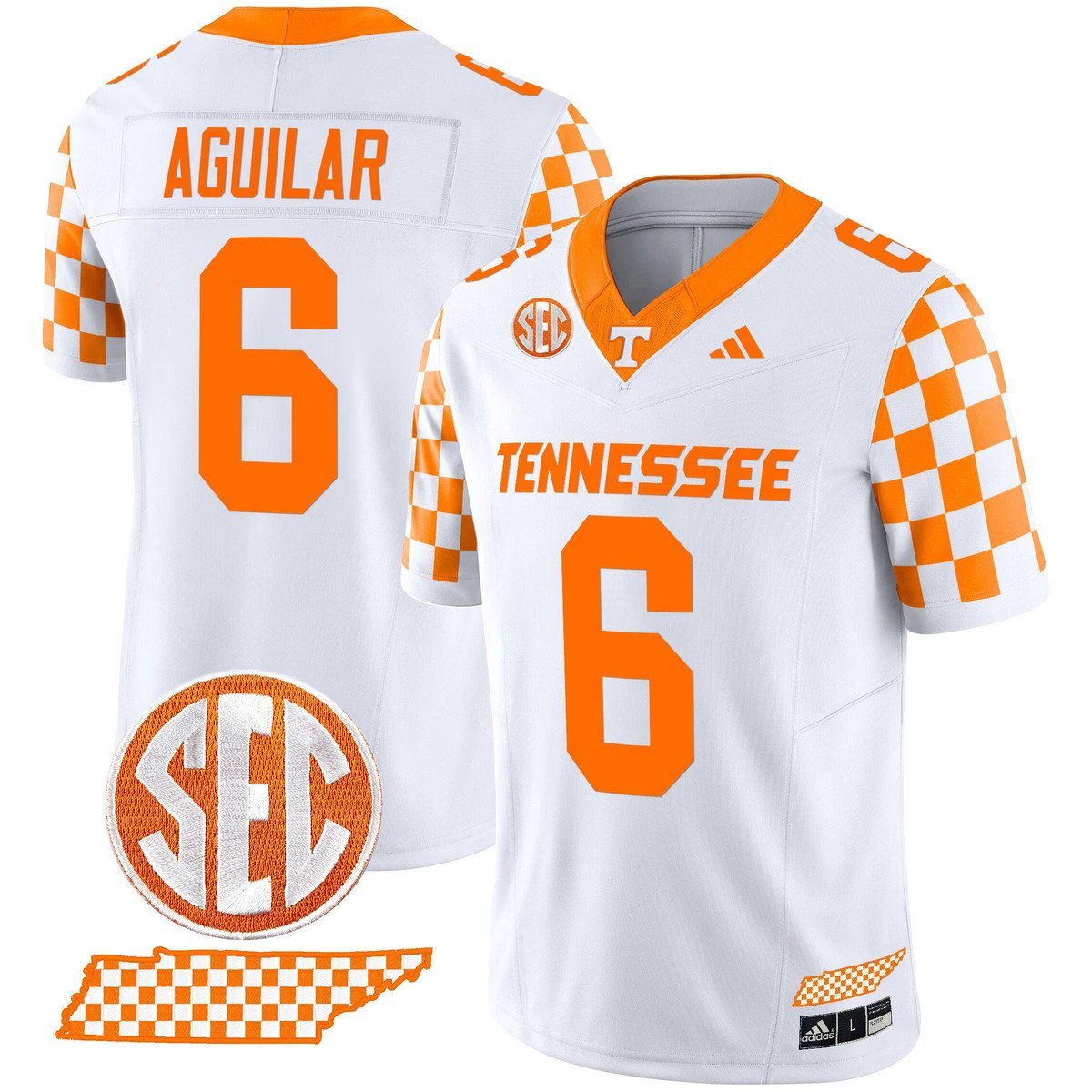 Joey Aguilar Jersey #6 Tennessee Vols Rebrand 2026 Checkerboard by My Store NCAA Football Jerseys