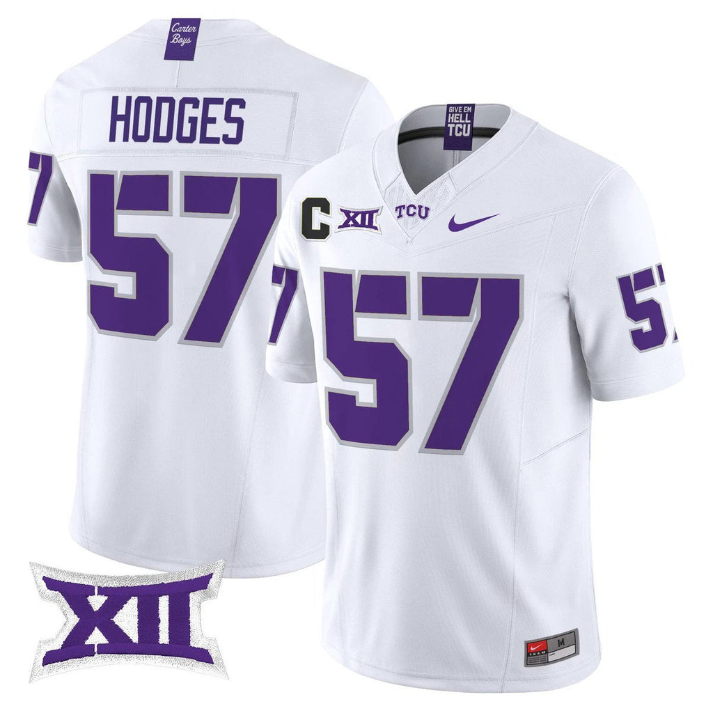 Johnny Hodges Jersey #57 TCU Horned Frogs 2025 Vapor Limited Stitched White by My Store NCAA Football Jerseys
