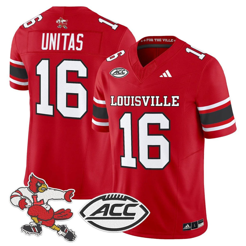 Johnny Unitas Jersey #16 Louisville Cardinals 1980s Throwback Stitched Red by My Store NCAA Football Jerseys
