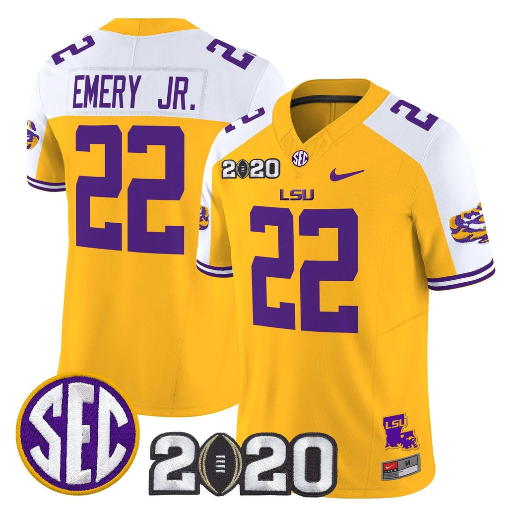 John Emery Jr Jersey #22 LSU Tigers 2020 National Champions Stitched Gold Alter by My Store NCAA Football Jerseys
