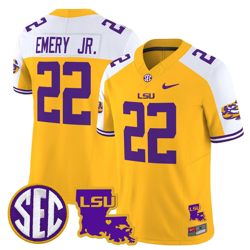 John Emery Jr Jersey #22 LSU Tigers 2025 Louisiana Patch Stitched Gold Alter by My Store