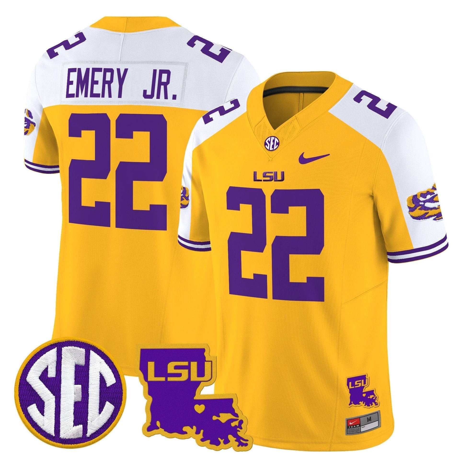 John Emery Jr Jersey #22 LSU Tigers 2025 Louisiana Patch Stitched Gold Alter by My Store