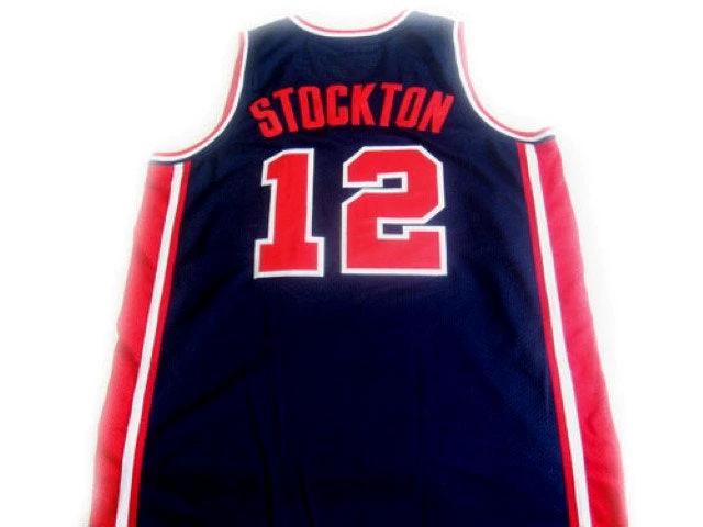 John Stockton Jersey #12 Team USA Basketball Navy Blue by My store basketball