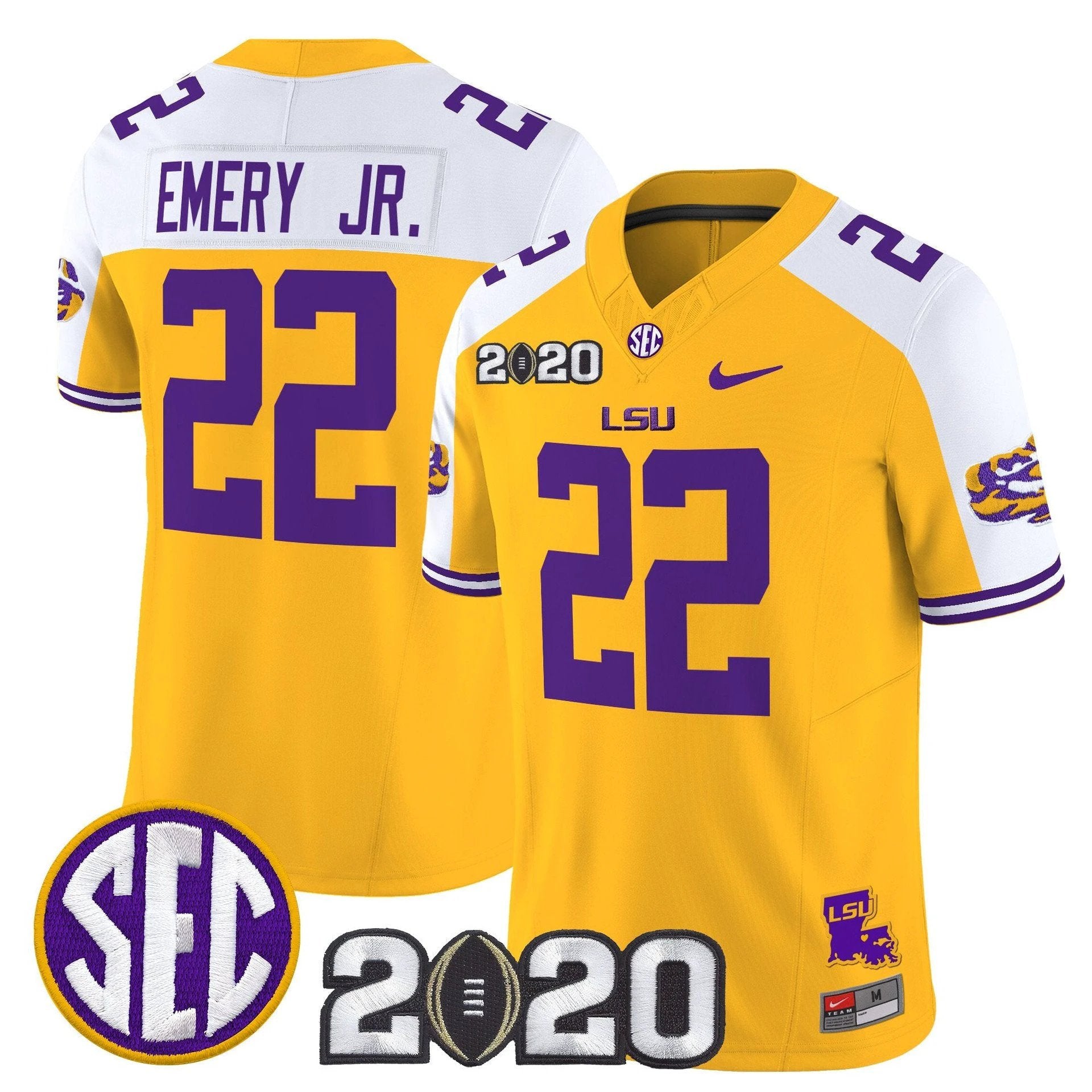 John Emery Jr Jersey #22 LSU Tigers 2020 National Champions Stitched by My Store NCAA Football Jerseys