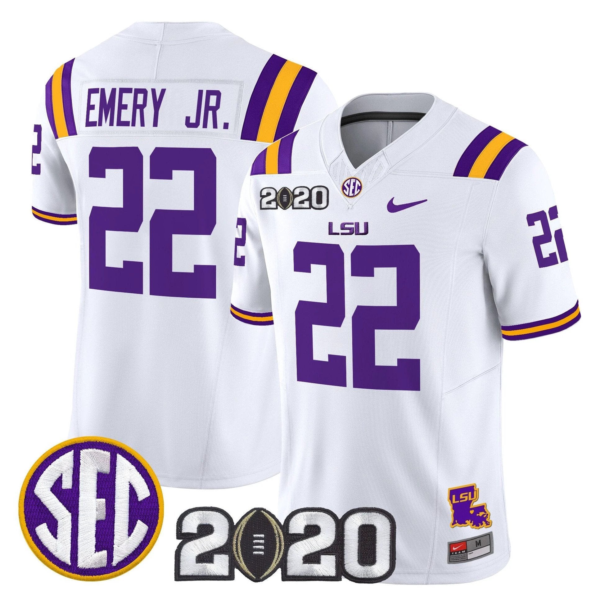 John Emery Jr Jersey #22 LSU Tigers 2020 National Champions Stitched by My Store NCAA Football Jerseys