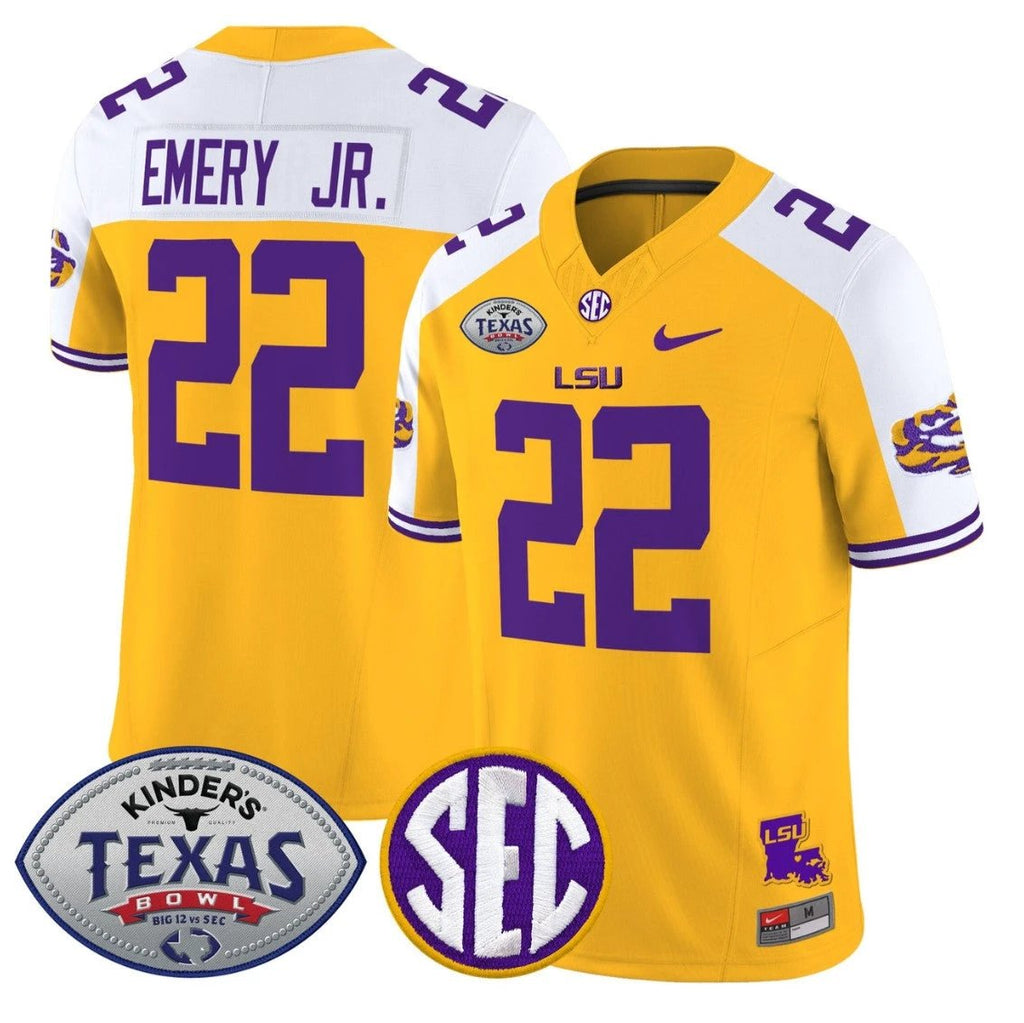 John Emery Jr Jersey #22 LSU Tigers 2025 Texas Bowl Limited Stitched by My Store NCAA Football Jerseys