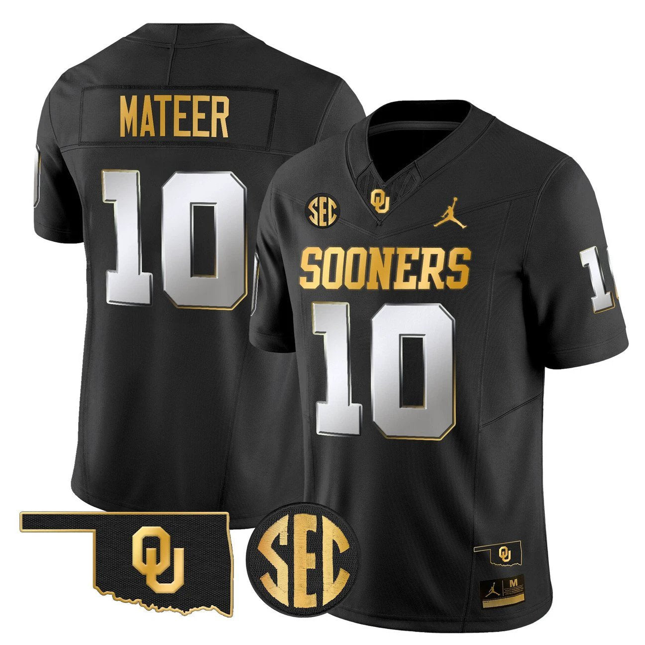 John Mateer Jersey #10 Oklahoma Sooners 2025 Gold Limited Stitched by My Store NCAA Football Jerseys