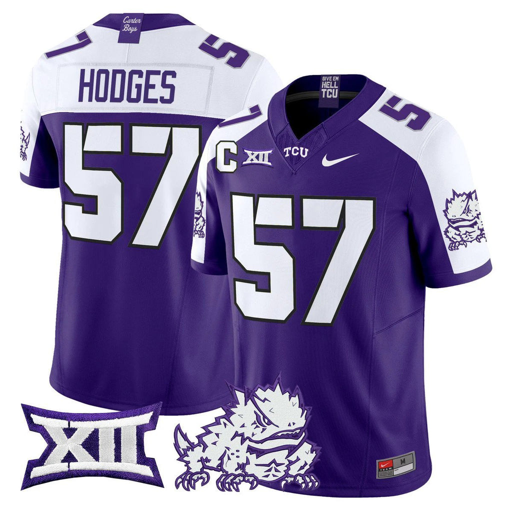 Johnny Hodges Jersey #57 TCU Horned Frogs 2025 Vapor Limited Stitched Purple Alter by My Store NCAA Football Jerseys