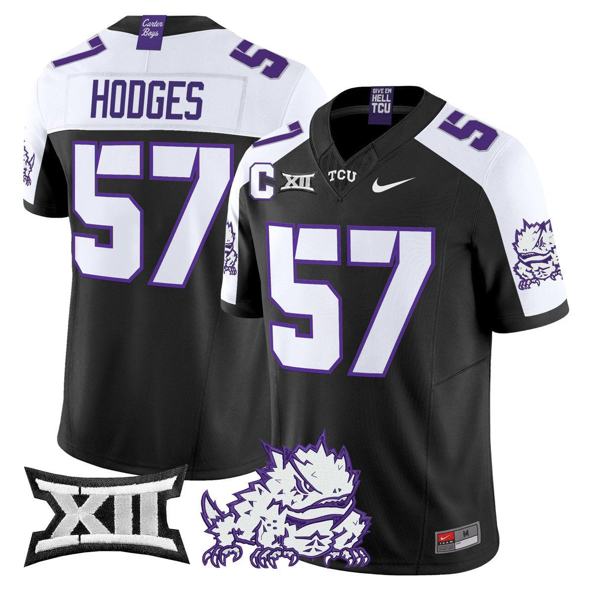 Johnny Hodges Jersey #57 TCU Horned Frogs 2025 Vapor Limited Stitched Black Alter by My Store NCAA Football Jerseys