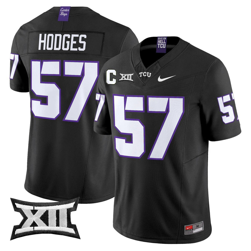 Johnny Hodges Jersey #57 TCU Horned Frogs 2025 Vapor Limited Stitched Black by My Store NCAA Football Jerseys
