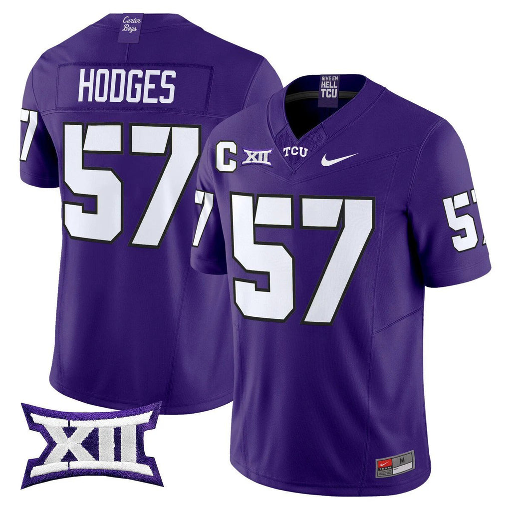 Johnny Hodges Jersey #57 TCU Horned Frogs 2025 Vapor Limited Stitched Purple by My Store NCAA Football Jerseys