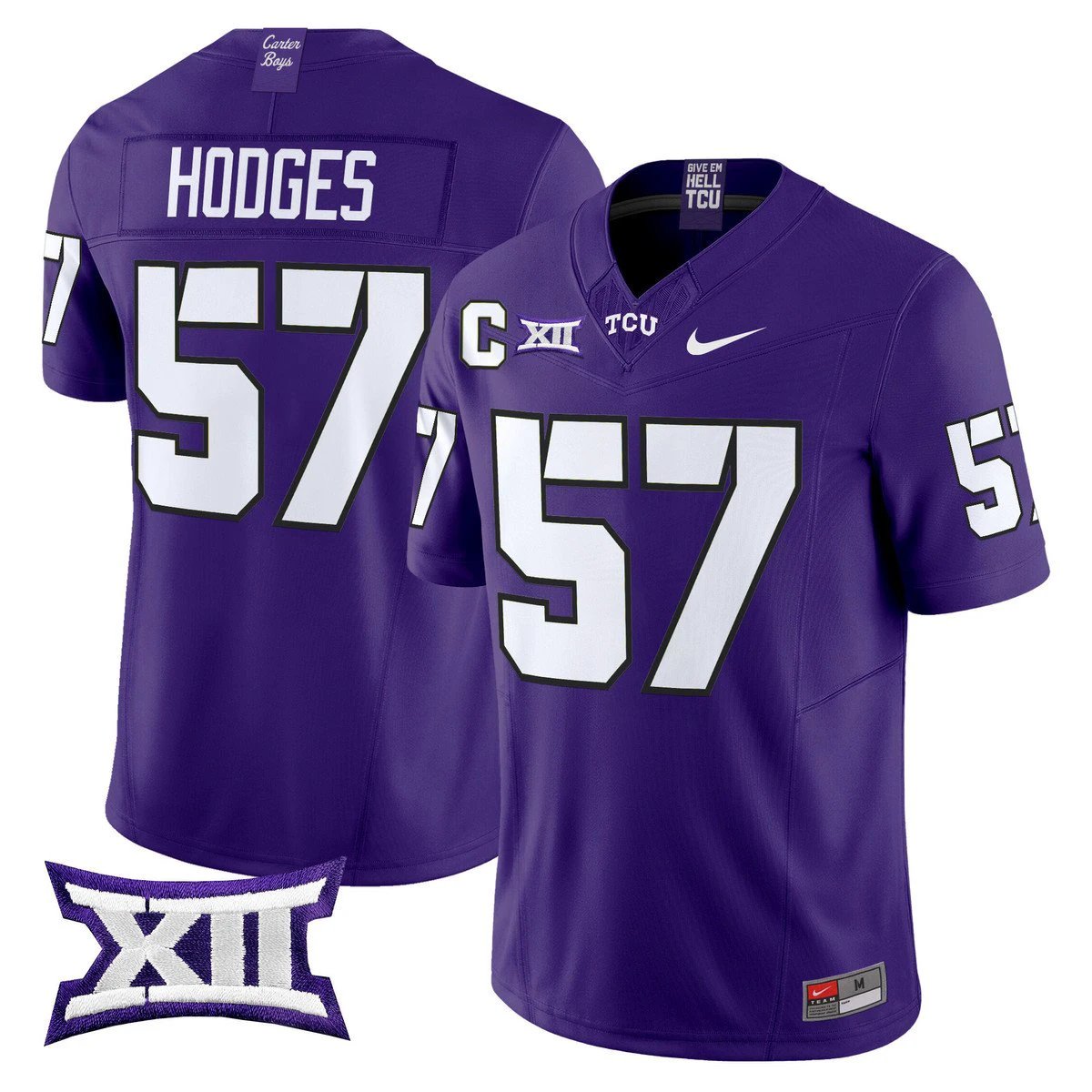 Johnny Hodges Jersey #57 TCU Horned Frogs 2025 Vapor Limited Stitched Purple by My Store NCAA Football Jerseys