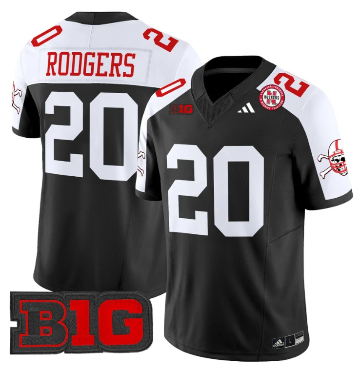 Johnny Rodgers Jersey #20 Nebraska Cornhuskers 2024 Vapor V2 Football Black Alternate by My Store