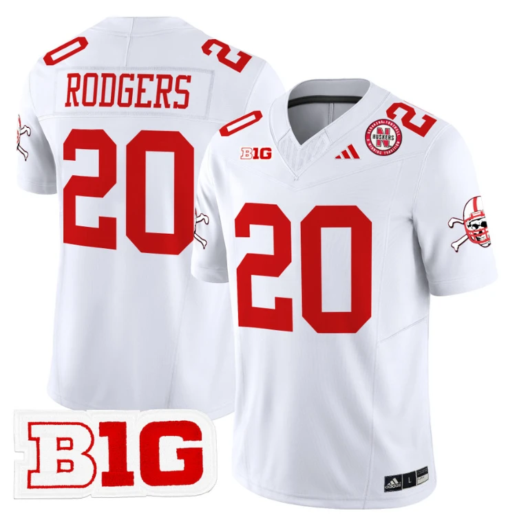 Johnny Rodgers Jersey #20 Nebraska Cornhuskers 2024 Vapor V2 Football White by My Store