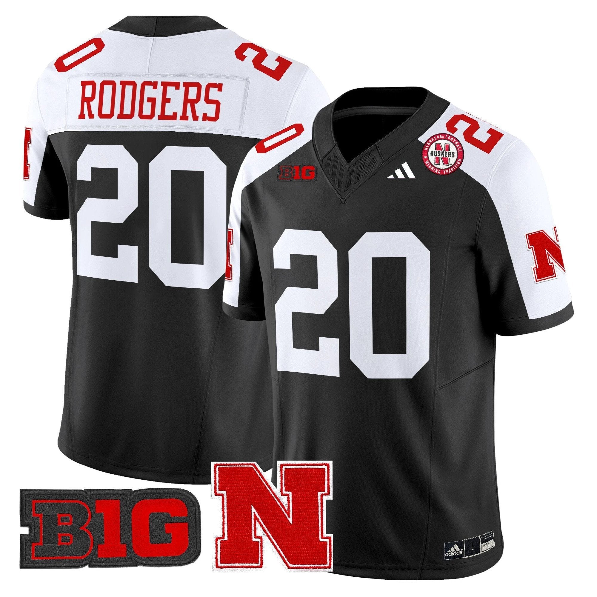 Johnny Rodgers Jersey #20 Nebraska Cornhuskers 2025 Stitched Black Alternate by My Store