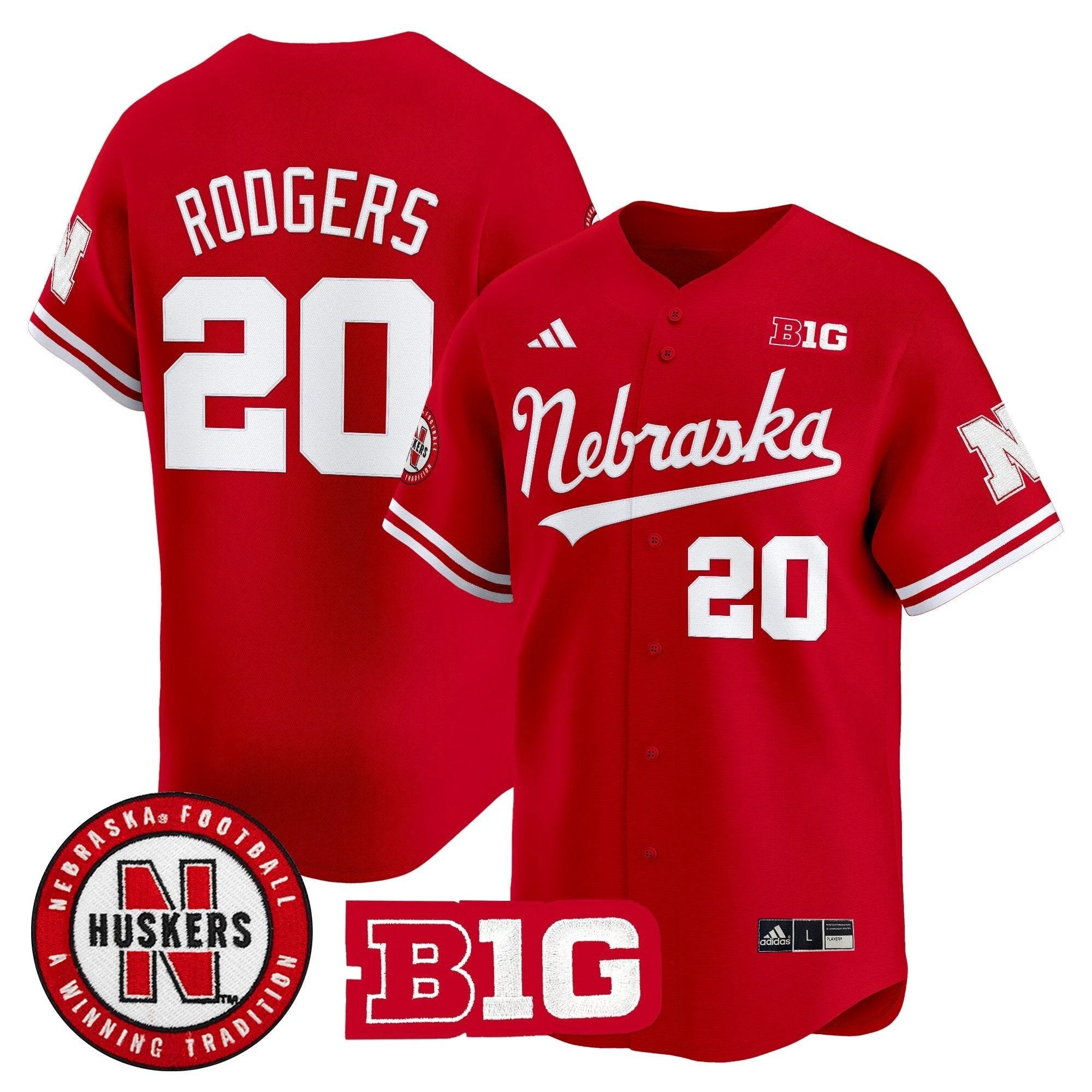 Johnny Rodgers Jersey #20 Nebraska Cornhuskers 2025 Vapor Baseball Scarlet by My Store