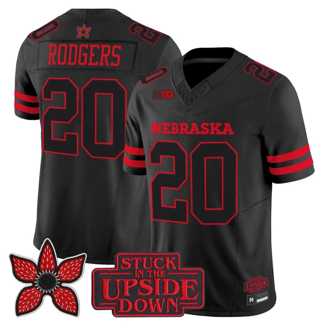 Johnny Rodgers Jersey #20 Nebraska Cornhuskers Stranger Things Edition Stitched by NCAA Football Jersey