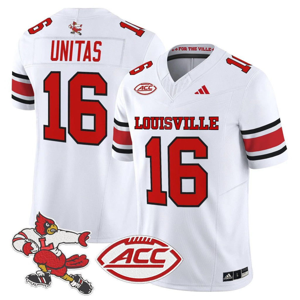 Johnny Unitas Jersey #16 Louisville Cardinals 1980s Throwback Stitched White by My Store NCAA Football Jerseys