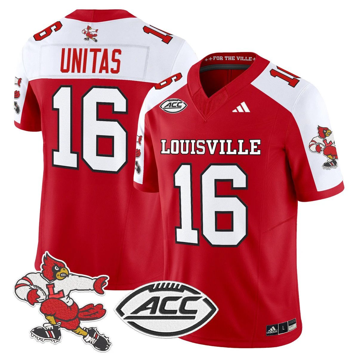 Johnny Unitas Jersey #16 Louisville Cardinals 1980s Throwback Stitched Red Alter by My Store NCAA Football Jerseys