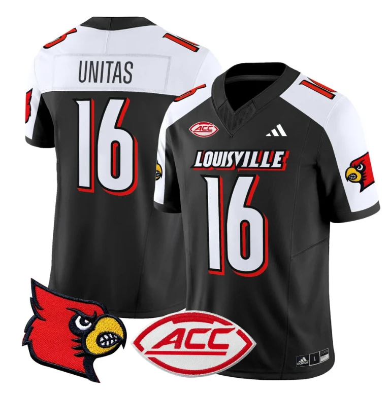 Johnny Unitas Jersey #16 Louisville Cardinals Vapor Football Stitched Black Alternate by My Store