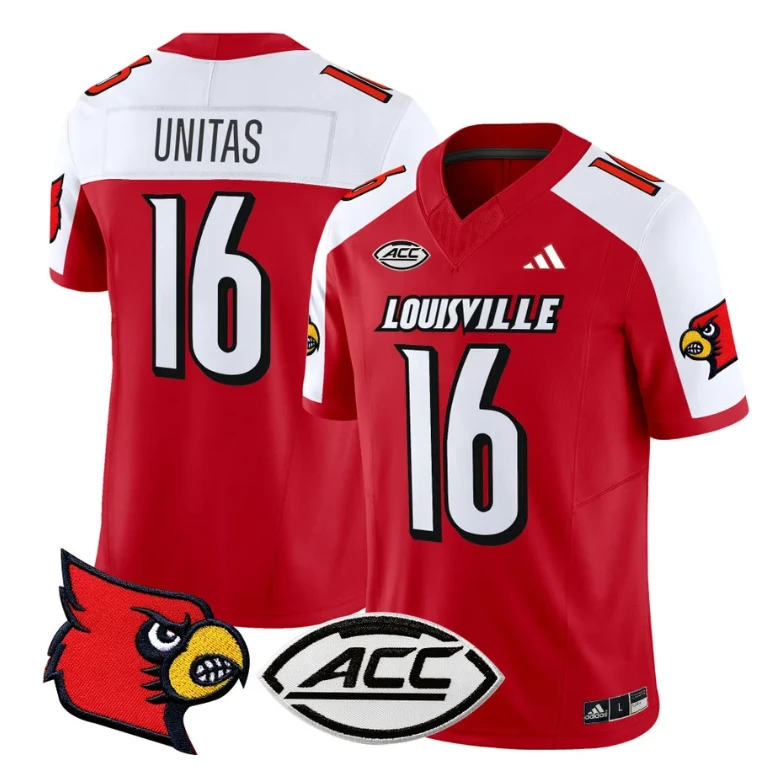 Johnny Unitas Jersey #16 Louisville Cardinals Vapor Football Stitched Red Alternate by My Store