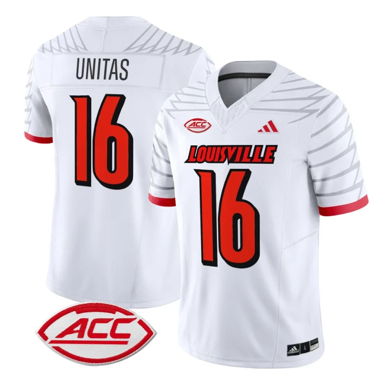 Johnny Unitas Jersey #16 Louisville Cardinals Vapor Football Stitched White by My Store