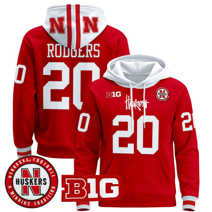 Johnny Rodgers Hoodie #20 Nebraska Cornhuskers 2025 Premium Pullover Stitched by Hoodie Pullover