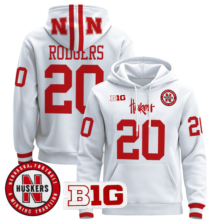 Johnny Rodgers Hoodie #20 Nebraska Cornhuskers 2025 Premium Pullover Stitched by Hoodie Pullover