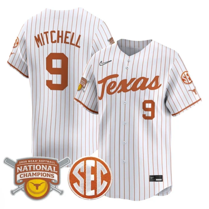 Joley Mitchell Jersey #9 Texas Longhorns 2025 National Champions White Pinstripe by My Store