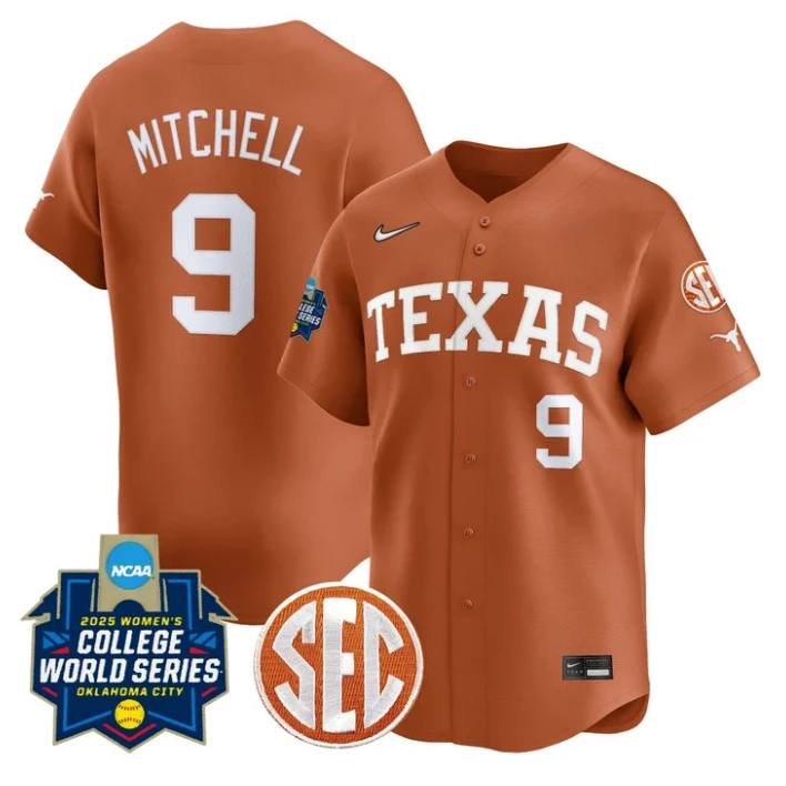 Joley Mitchell Jersey #9 Texas Longhorns 2025 World Series Stitched Orange by My Store