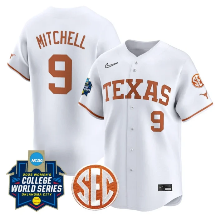 Joley Mitchell Jersey #9 Texas Longhorns 2025 World Series Stitched White by My Store