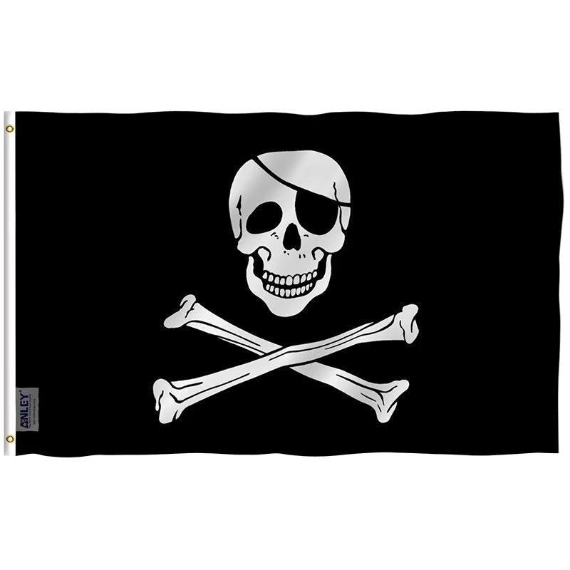 Jolly Roger Flag with Patch - Pirate Flag with Brass Grommets 3X5Ft Banner USA by flagsjustdoit