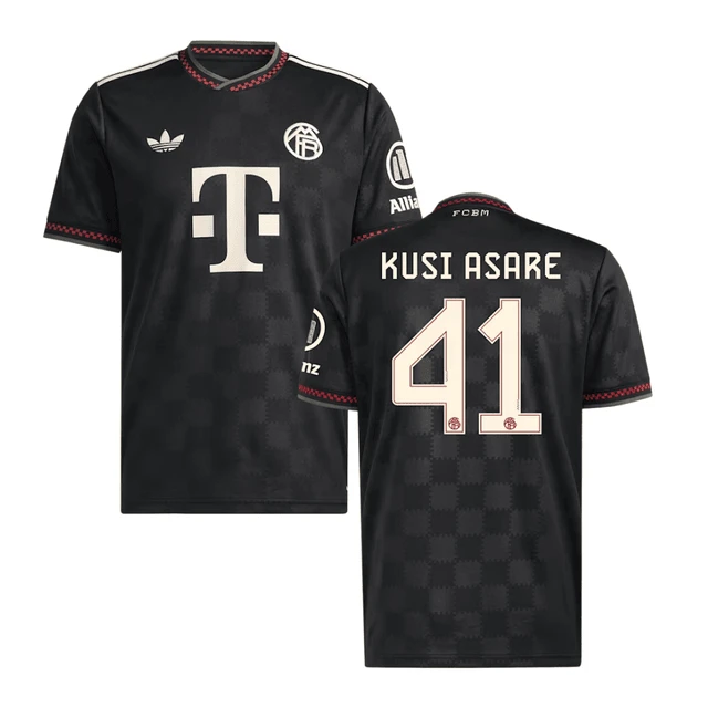 Jonah Kusi-Asare #41 Bayern Munich 2025-26 Third Men Jersey – Black by Soccer Jersey
