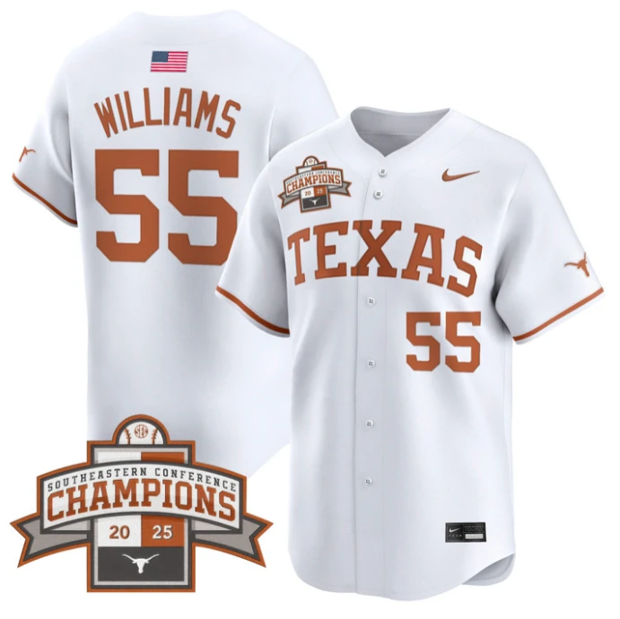 Jonah Williams Jersey #55 Texas Longhorns 2025 Southeastern Champions Vapor Stitched White by My Store