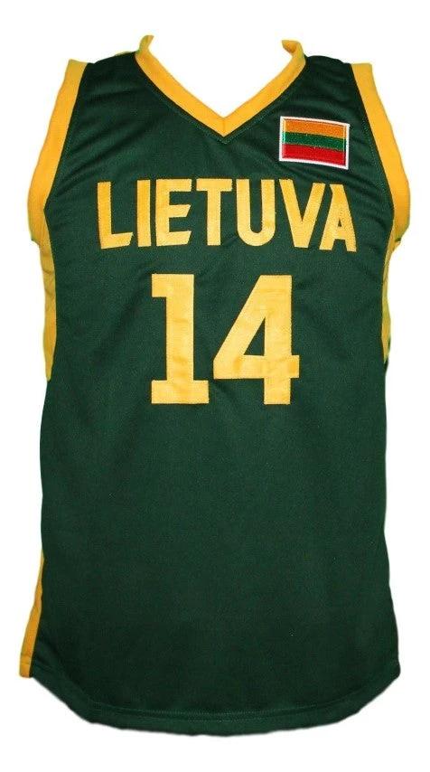Jonas Valanciunas Jersey #14 Lithuania Basketball Green by My store basketball